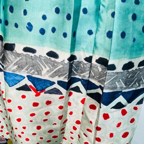 To La Roo Satin Green Cream Pleated Polka Dot Skirt Size 18 Plus - Picture 6 of 9